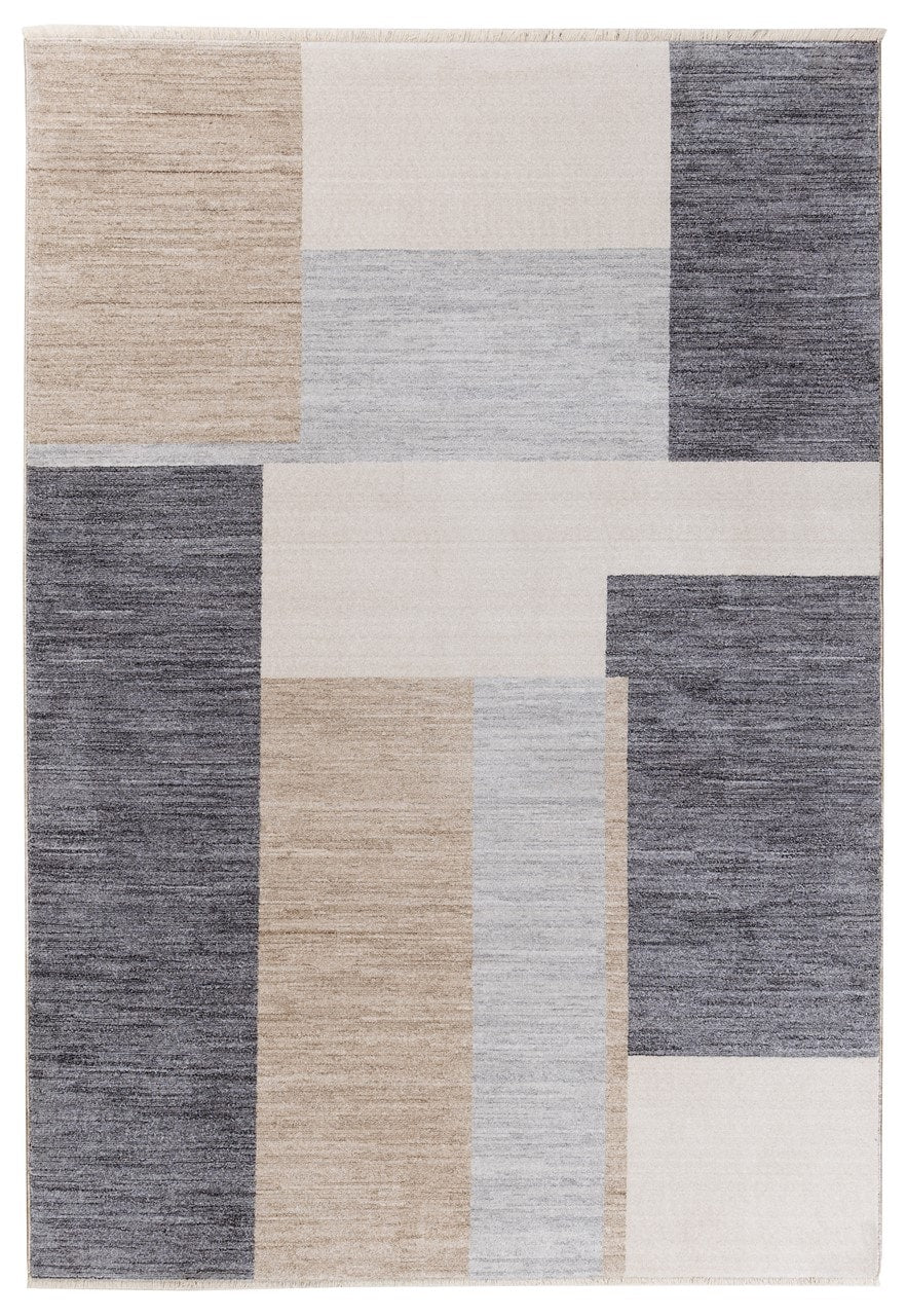 Tappeto Moderno TAORMINA B Beige e Grigio | Stile Geometrico Contemporaneo, Ideale per Soggiorno e Sala da Pranzo